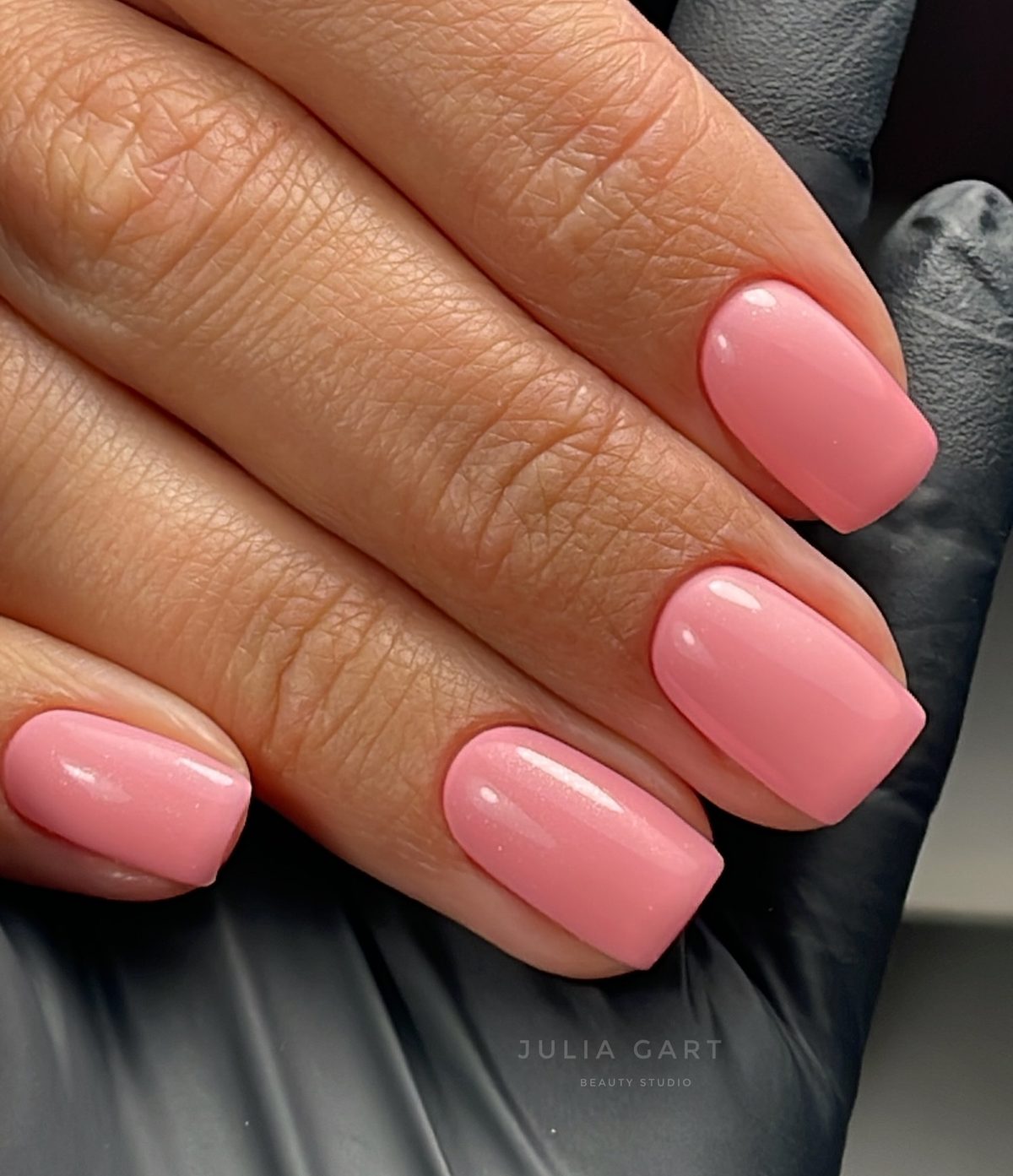 Soft pink glossy manicure by Julia Gart Nails Studio